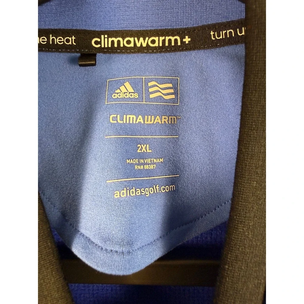 Adidas ClimaWarm+ Golf Jacket 2XL Blue Black Full Zip Fleece Z83880 Mens Coat